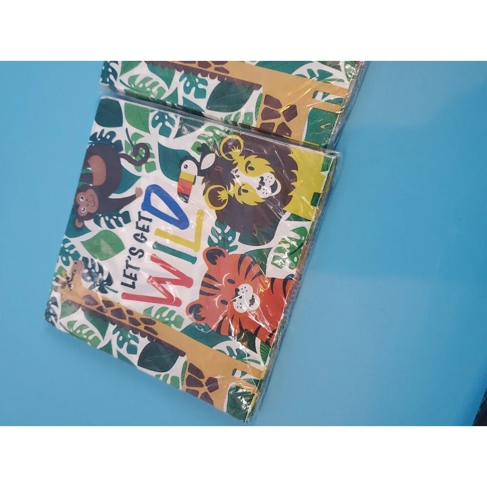 Paper Napkins Wildlife Zoo Animal Print Square Pk 25 X's 2